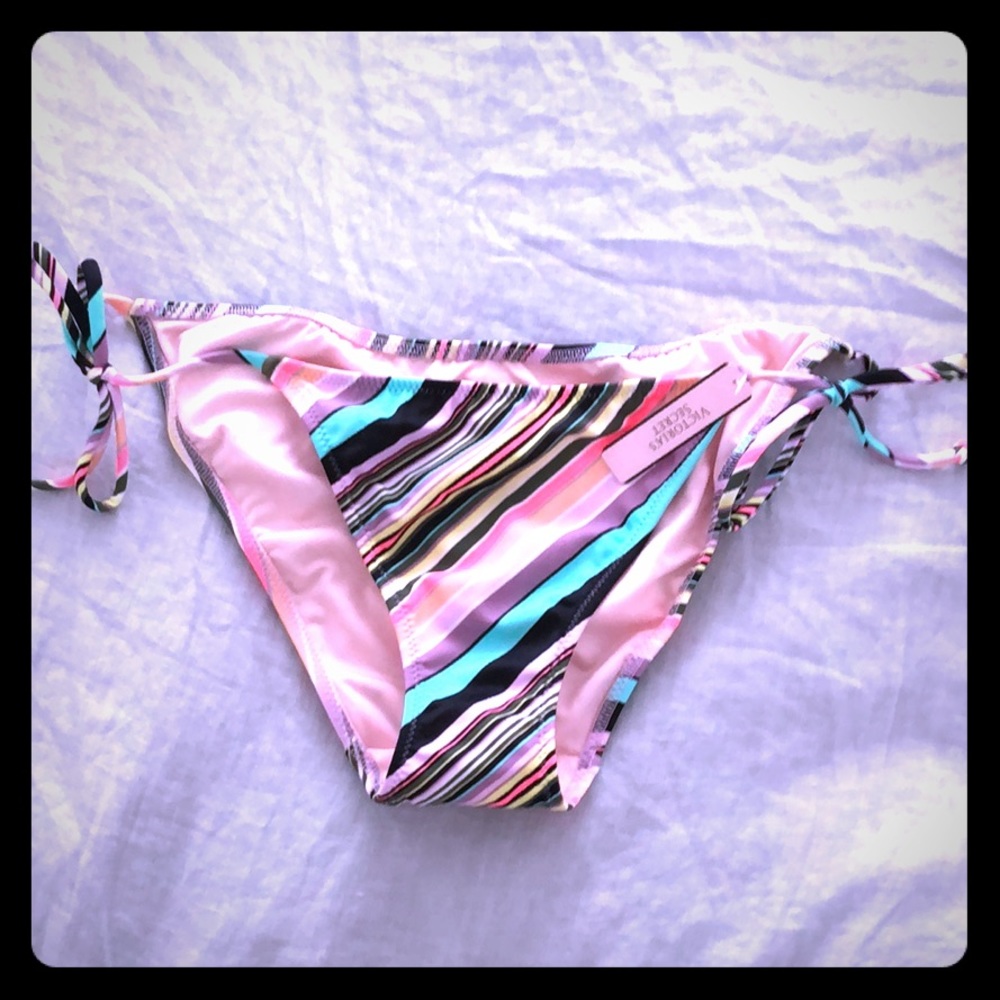 NWT-VICTORIAS SECRET-bikini btm-sz S- multi stripe